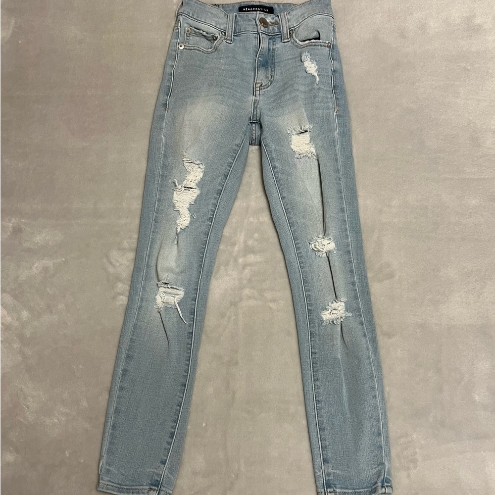 Aeropostale Light Blue Distressed Skinny Jeans